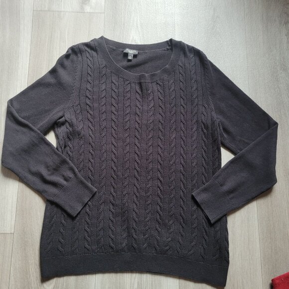 Talbots Cable Knit Black Sweater Lp Womens Petite - Picture 4 of 4